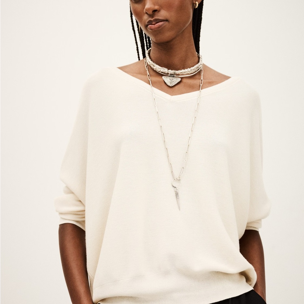 ba&sh Cream V-Neck Sweater